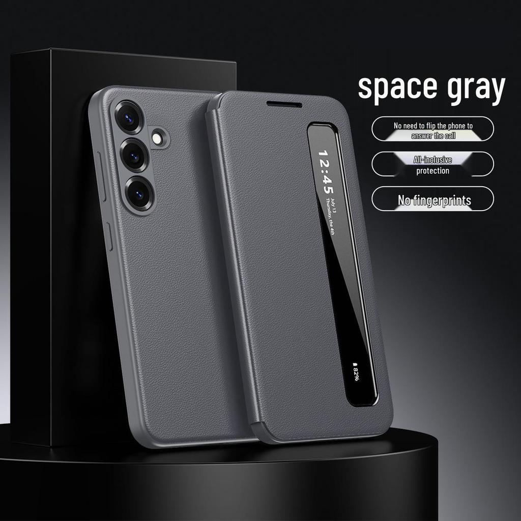 Samsung A-Serie Leder-Klapphülle: Kompatibel mit A16, A56, A55, A36 - Smart Window Business Cover.