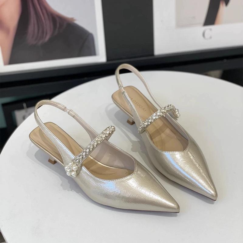 New Pointed-toe Versatile Single Shoes Such As Narrow-heeled Flip-flops