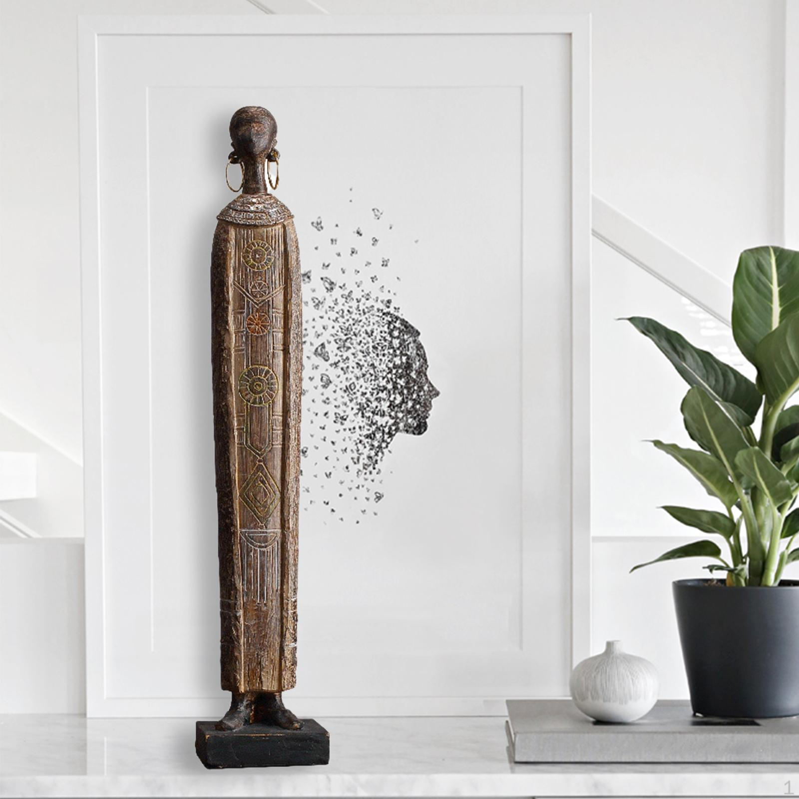 Statue Sculpture Resin Figurines Office Bedroom Tribal Lady Style A