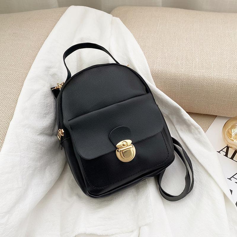 Women's Bag Printed Plaid Lock Backpack Portable Oblique Span Removable Contrasting Bag
