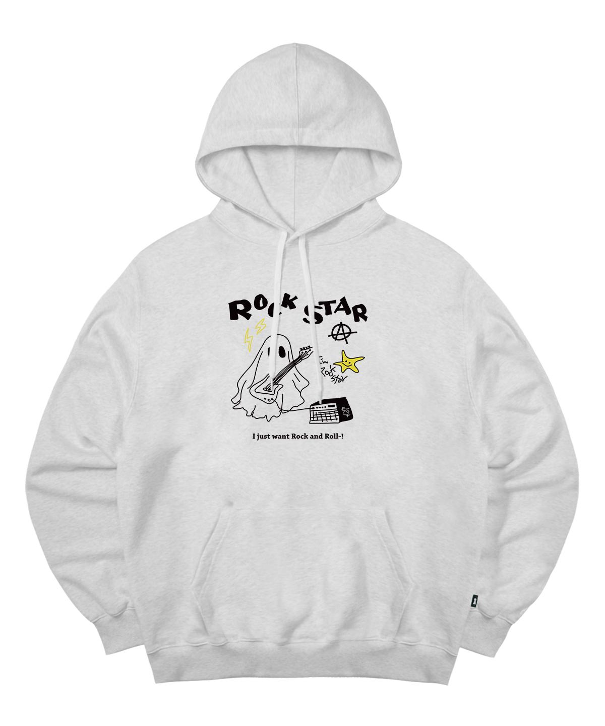 Escape From Ghost Rockstar Print Hoodie White Melange L