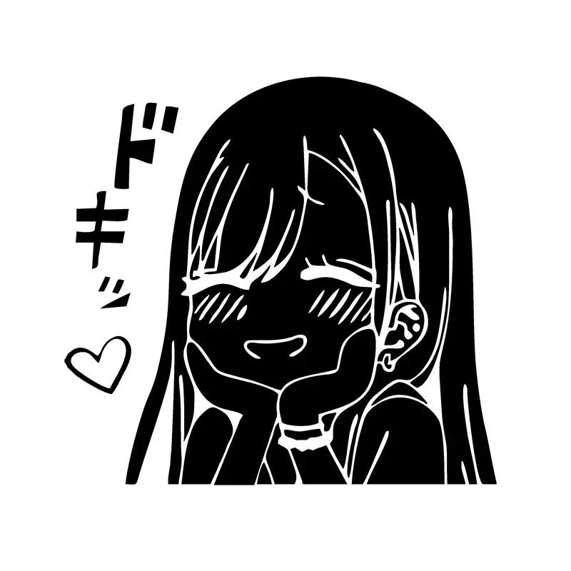 18x17cm Cute Anime Girl Car JDM Sticker Auto Body Bumper Windows Motorcycle Laptop Walls Vinyl Film Decal Car Tuning Accessories