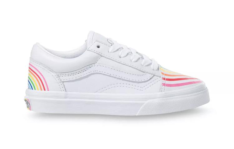 Flour Shop X Vans Old Skool Low Top Kids' Skateboarding Shoes White Rainbow Children Aged 3 7 Years Old VN0A4BUU2N7