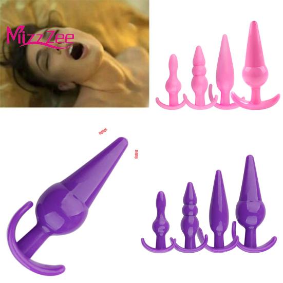 Mizz Zee 4-teiliges Analplug-T-Bar-Basis-Po-Flirt-Massagegerät für Paar-Masturbationssex