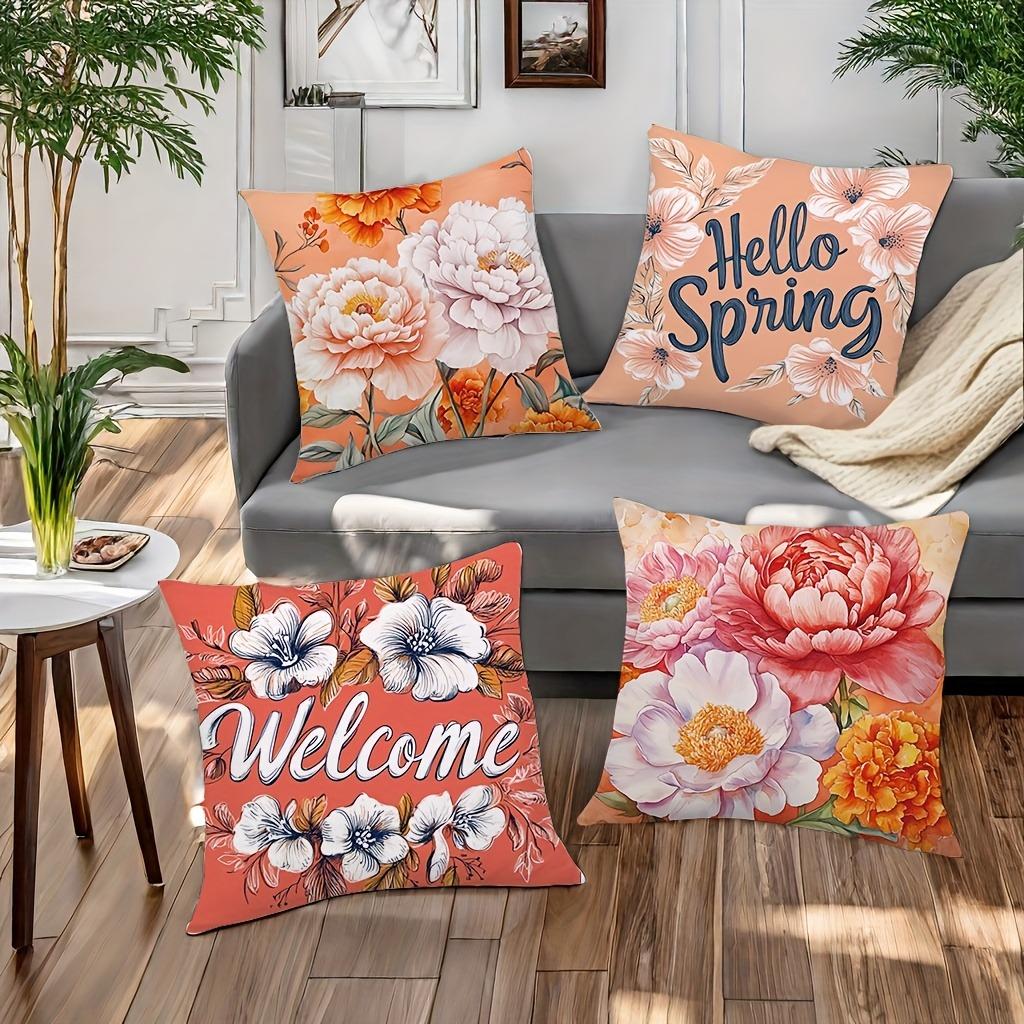 Nordic Style Peony Flower Pattern Home Decor Pillowcase Living Room Sofa Polyester Cushion Cover with Zipper