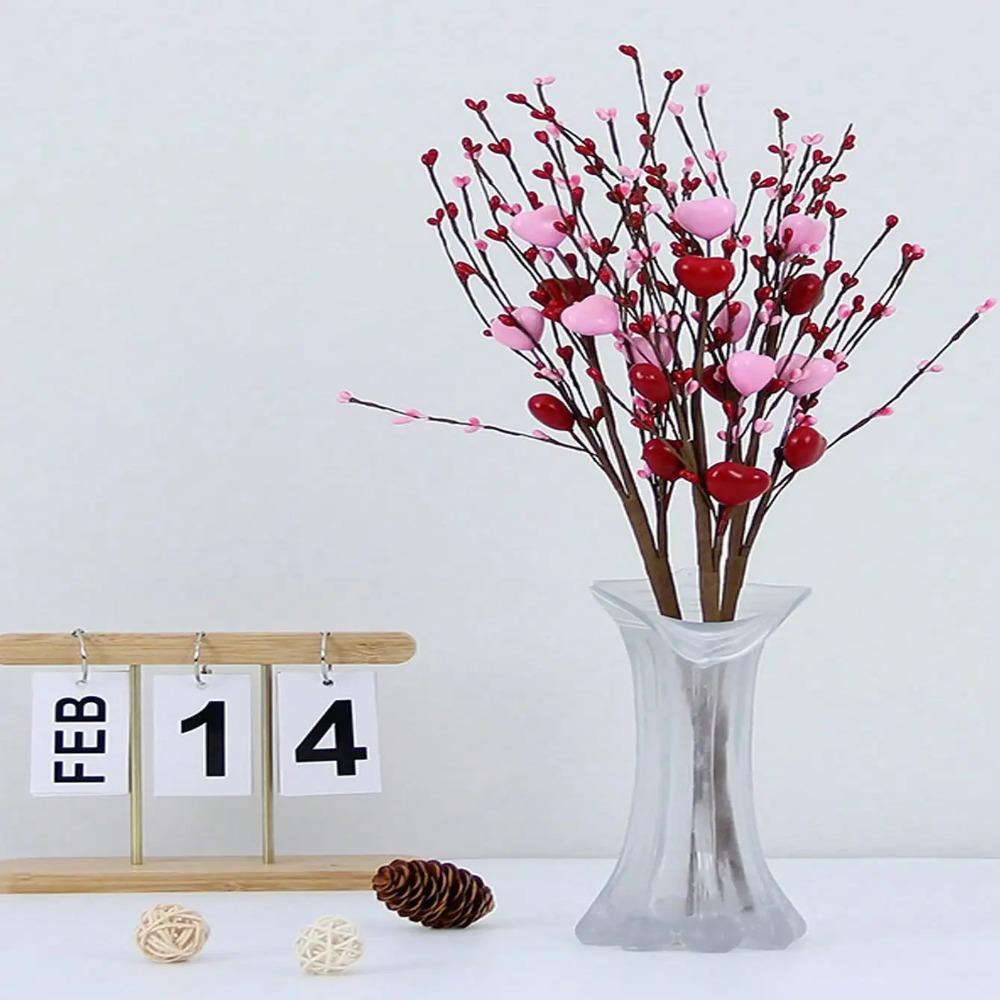 4Pcs Festival Artificial Heart Shaped Branches Happy Valentine's Day Decor  Home Living Room