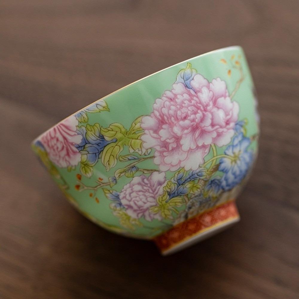 6pcs/set Flower Ceramic Cup Chinese Style Enamel Cup Kung Fu Tea Set Tea Cup  Personal Use