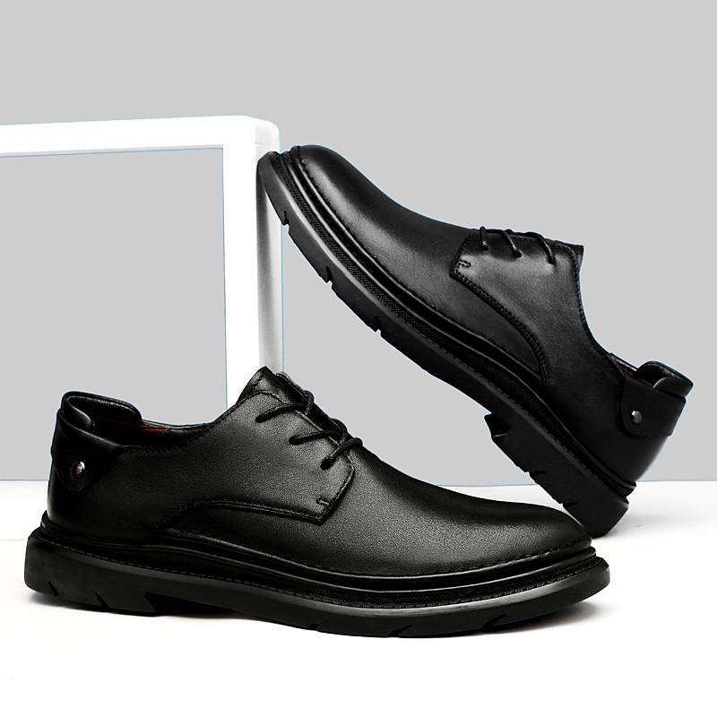 Mode Herrskor i Äkta Läder Brittisk Stil Herr Oxfords Skor Casual Snörskor Formella Affärsskor Bröllopsklädsel Skor