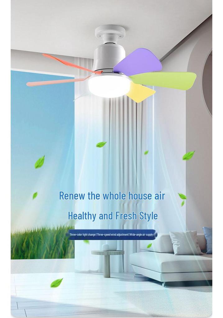 Silent Flower Pattern LED Ceiling Fan with E27 Base, Six Detachable Blades for Home, Bedroom, and Living Room.