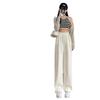 Women's 145cm High-Waist Wide-Leg Sweatpants, Petite Loose Fit, Spring/Autumn