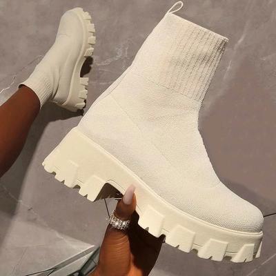 Spring 2025 New Platform Shoes Women Motorcycle Boots Plus Size Sock Boots Breathable Casual Shoes for Woman Booties
