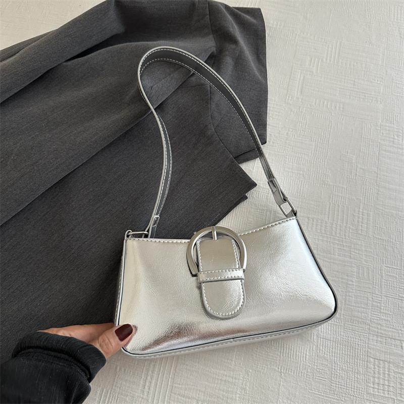 

Stylish 2024 Trendy Small Square Bag Elegant Pu Leather Summer Shoulder Bag срібний
