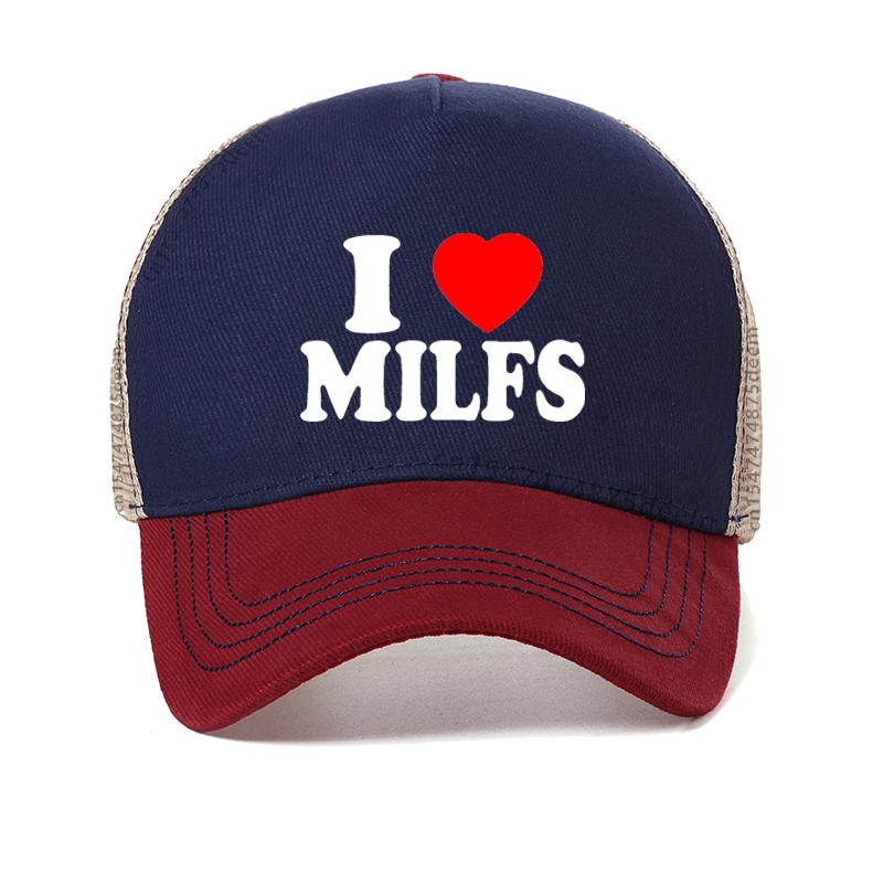 Ich liebe MILFs Ich liebe heiße Mütter Bedruckte Baseballkappe Damen Baumwolle Sommer cool Mesh atmungsaktive Mütze Mode Outdoor Sonnenhüte gorras
