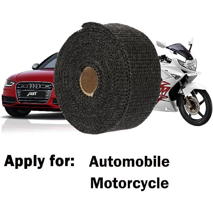 Deecam Exhaust Heat Wrap, 2'' X 16.5' Black Fiberglass Heat Resistant Exhaust Wrap Roll For Motorcycle, Car Exhaust Pipe Heat Ulation Muffler Tape