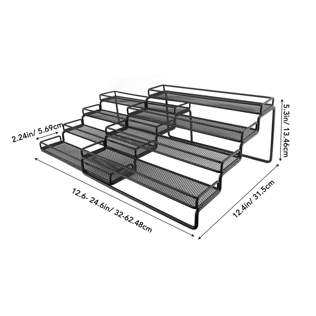 Expandable 4 Tier Seasoning Organizer Rack Stable Metal Frame Separable Seasoning Step Display Shelf For Countertops Inside Cabinets