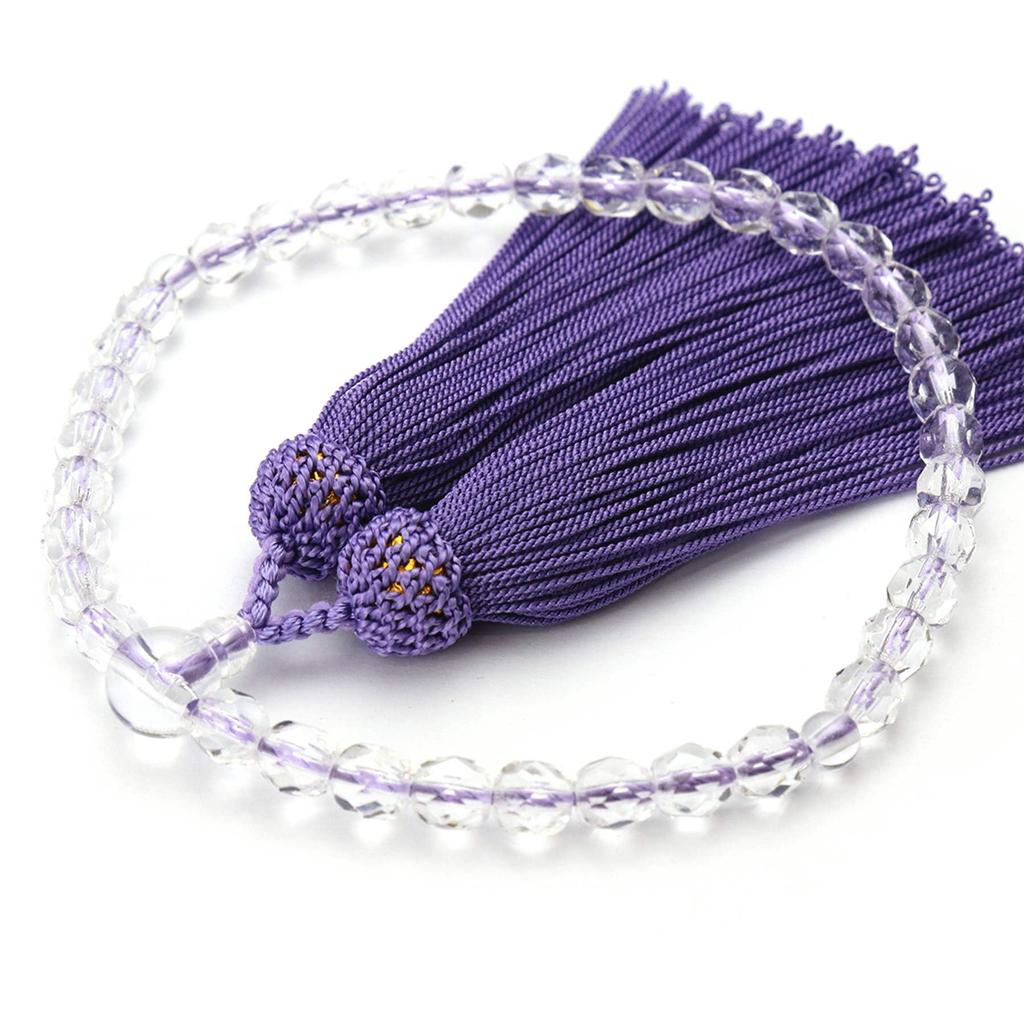 Women's Buddhist Prayer Beads, Kyoto Style, 20-faceted Cut Glass, Wisteria, Glass, and Artificial Silk Tassel, Suitable for All Sects, Informal