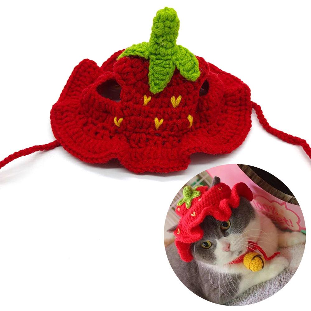 Cute Refined Cat Hat Elastic Autumn Winter Pet Puppy Kittens Knitted Headgear Party Photo Shooting Props Decoration Pets Costume