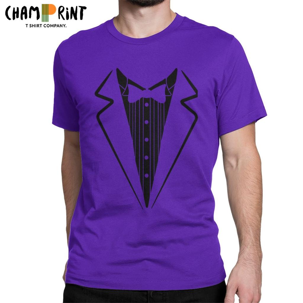 Men T Shirt Fake Bow Tie Tuxedo Novelty Cotton Tee Shirt Short Sleeve T Shirts Crewneck