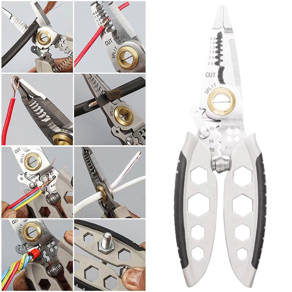 7 Inch Multifunctional Decrustation Plier Multipurpose Wire Stripping Tool Crimping Plier for Stripping Cutting Crimping