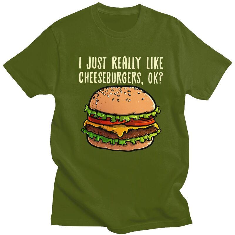 Fashion Funny Cheeseburger Hamburger Design T Shirts Unisex Burger Lover Tshirt Streetwear Casual Tee Loose Oversized Clothes