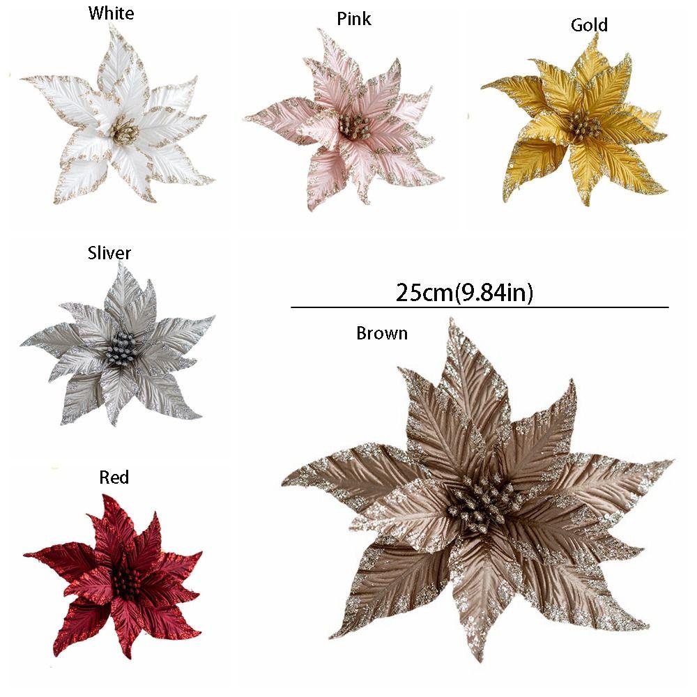 Multi-color Artificial Christmas Flowers Handmade Christmas Tree Accessories New Year Gift