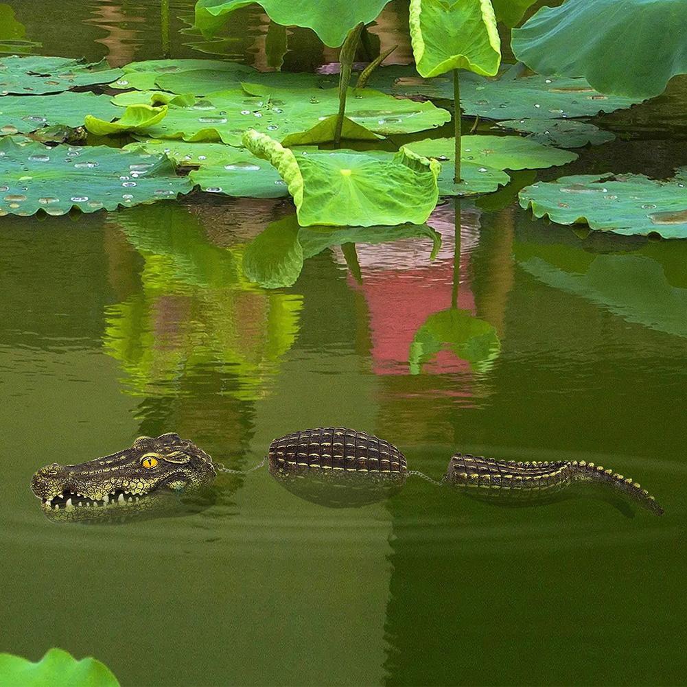 84 cm große, schwimmende Krokodilattrappe aus Kunstharz, ideal für Gartenteich und Terrasse