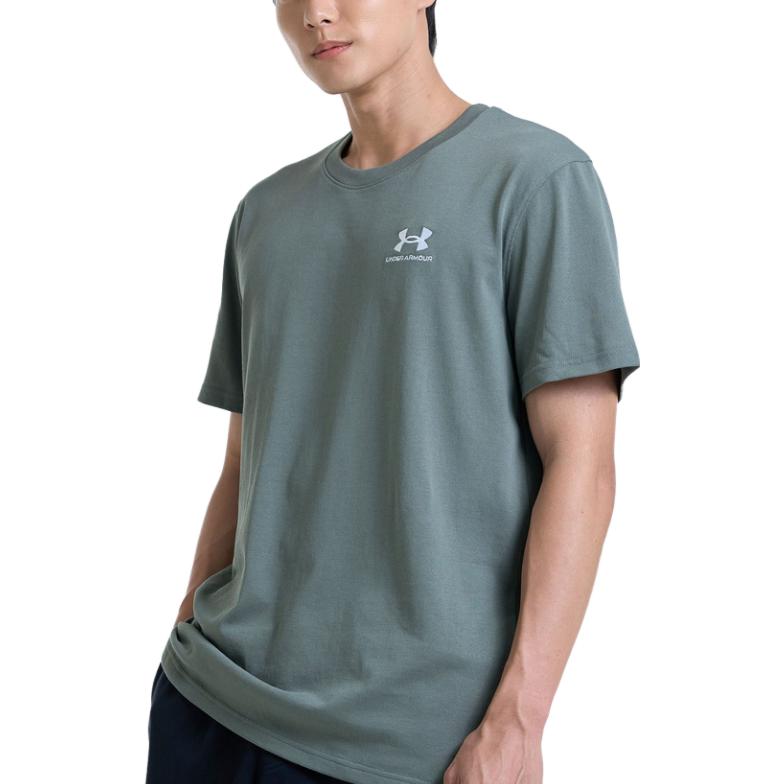 Under Armour Graphic Print Crew Neck Short Sleeve T-Shirt Men Tops Gray-Green 1373997-182