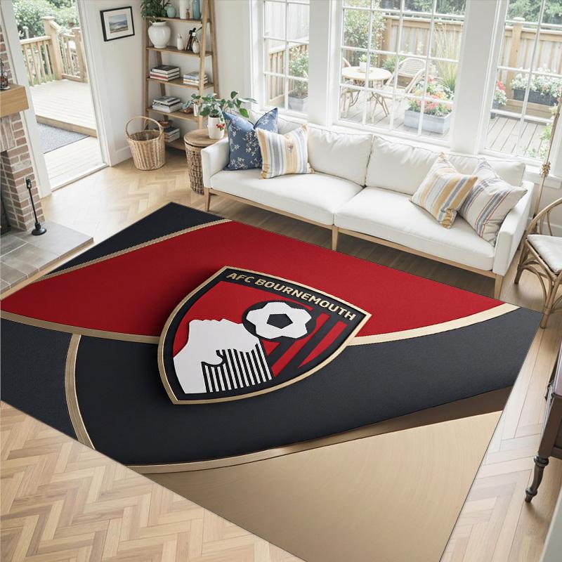 Bournemouth Football Design Crystal Velvet Carpet Cozy Non?Slip Printed Rug For Bedroom Living Room Entrance