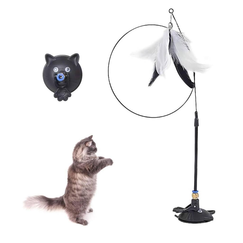New Feather Long Pole And Steel Wire Cat Toy With Suction Cup, Designed To Boredom And Enhance The Comfort Of Cats
