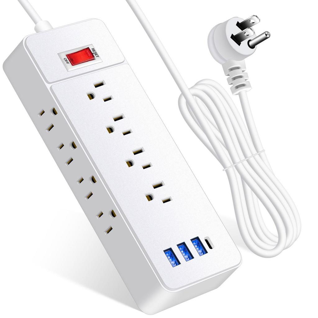 3 Side Designs Wall Mountable Power Strips Surge Protectors 12Outlets USB Port Low Profile Plugs Perfect for Home Office