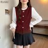 Women Patchwork Long Sleeve Loose Casual Corduroy Blouse