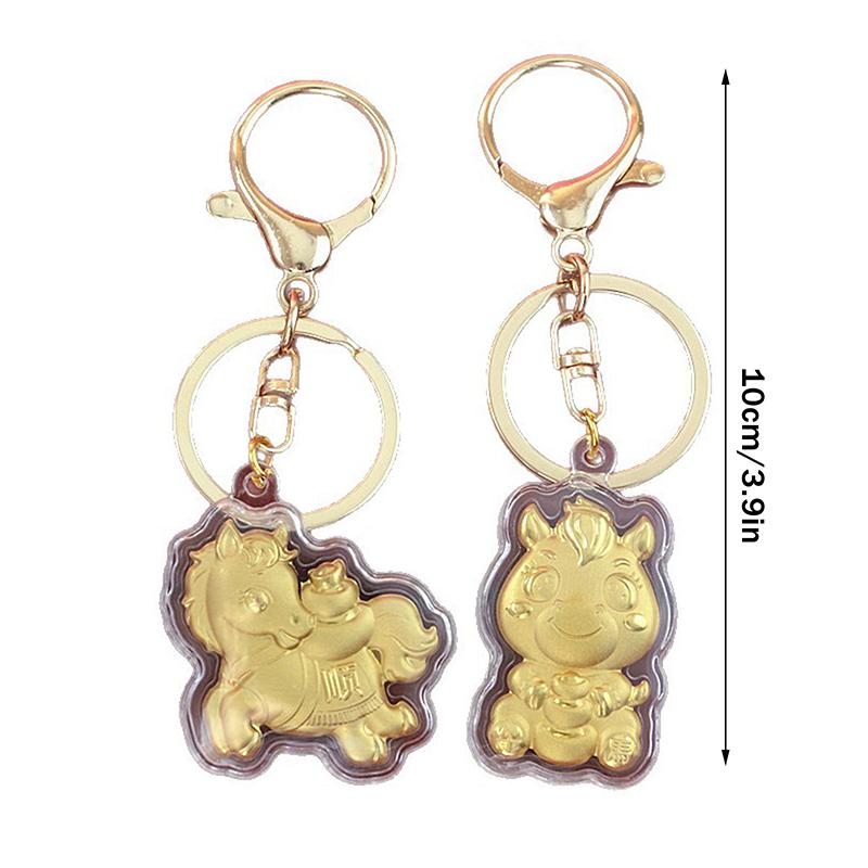 Cartoon Gold Foil Horse Keychain - Adjustable Phone Strap & Bag Charm, Cute Animal Themed Accessory for Daily Use and Gifting