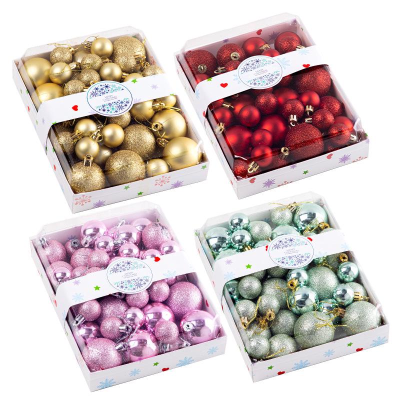 Festive Glitter Christmas Balls Set: 44 PCS, 3/4/5cm, in Colorful Box - Perfect for Tree Decor & Holiday Atmosphere