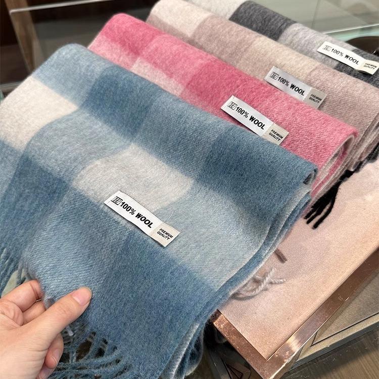 British Plaid Wool Scarf Women's Winter Versatile Couple's Warm Shawl Dual Use