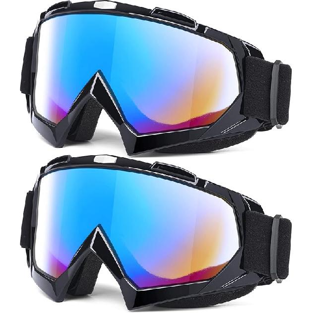 Adult Dirt Bike Goggles, 2-Pack ATV Motorcycle Goggles For Men & Women, Wide Vision Riding Off-Road Goggles