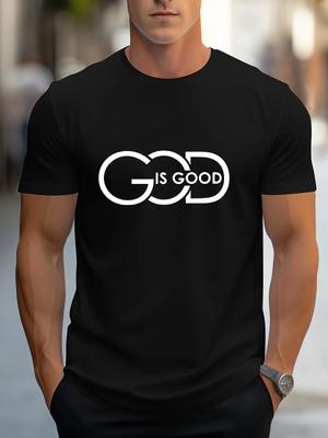 Men God Is Good Graphic Tees Casual Summer TShirt Letter Print Comfortable Regular Fit Round Neck Short Sleeve Top for Casual