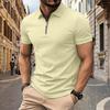 Herren Sommer Kurzarm Poloshirt mit Reißverschluss vorne Lässig Umlegekragen Leicht Atmungsaktives Oberteil