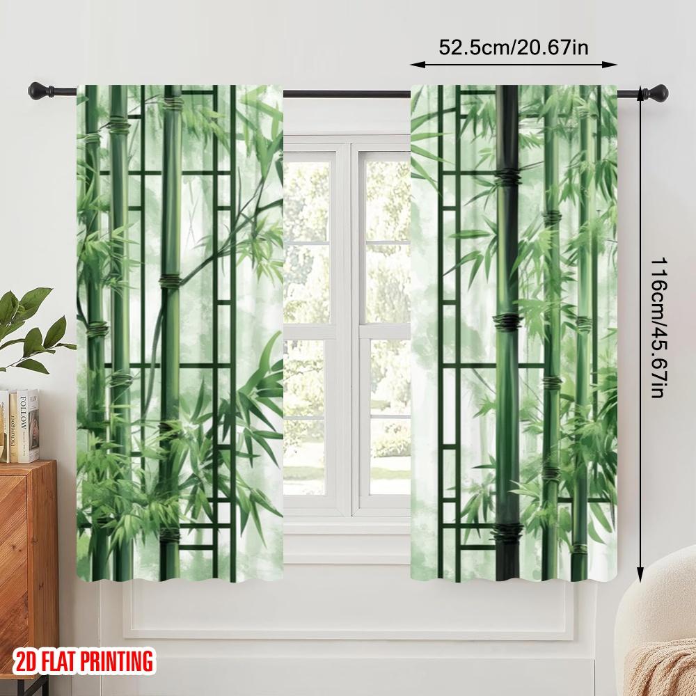 2 Stück, 2D-Flachdruck Vorhangstoff Bambus Gelassenheit Vielseitiges Polyester (ohne Stange) Dekorationen Außen für Verschiedene Räume