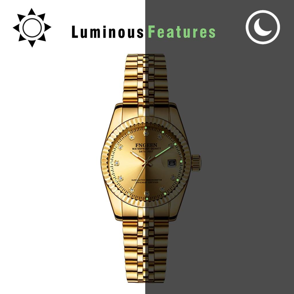 Gold Stainless Steel Watch with 3ATM Water Stylish Analog Japanese Quartz Gold Suitable for and Fashion Accessories Perfect Gift for or as a Gift for