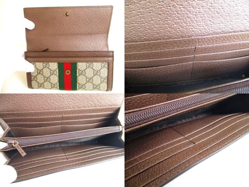 Autentická GUCCI GG DIY Ophidia hnědá kožená peněženka Kontinentální peněženka #a106
