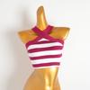 Summer Sexy Fashion Classic Stripes Women's off-the-Shoulder Cross-Halterneck Stretch Knitting Camisole Midriff Outfit Outer Wear