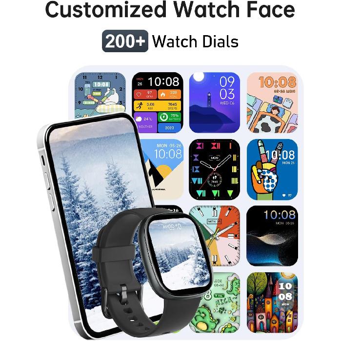 HUAKUA Smart Watches for Women Men (Answer/Make Calls), 1,85" HD Smart Watch for iPhone/Android Phones, Fitness Tracker with 100+ Sport Heart
