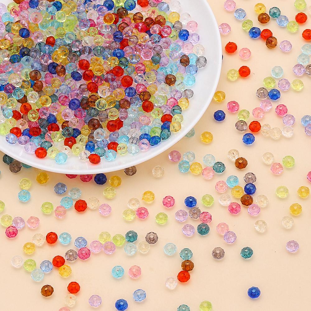 100pcs/Lots 6mm Acrylic Flat Round Shaped Beads Clear Faceted Spacer Beads for DIY Earrings Bracelets Jewelry Making Supplies