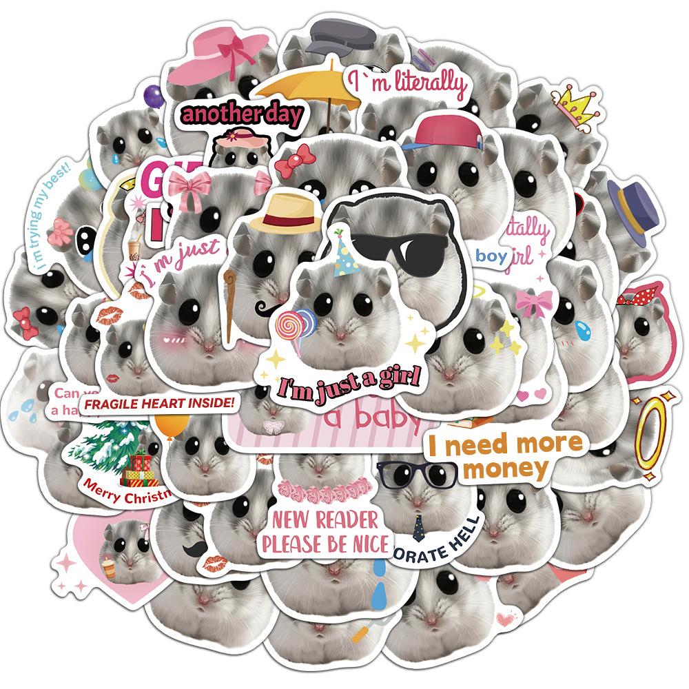 10/30/50 pièces Kawaii Hamster Meme Autocollants Drôles Créatifs Graffiti Autocollant Imperméable Bricolage Skateboard Carnet Téléphone Autocollants Décor