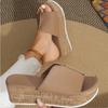 Large Size Women's Slope Heel Sandals New Thick Bottom Slope Heel Retro Women's Sandals Slippers