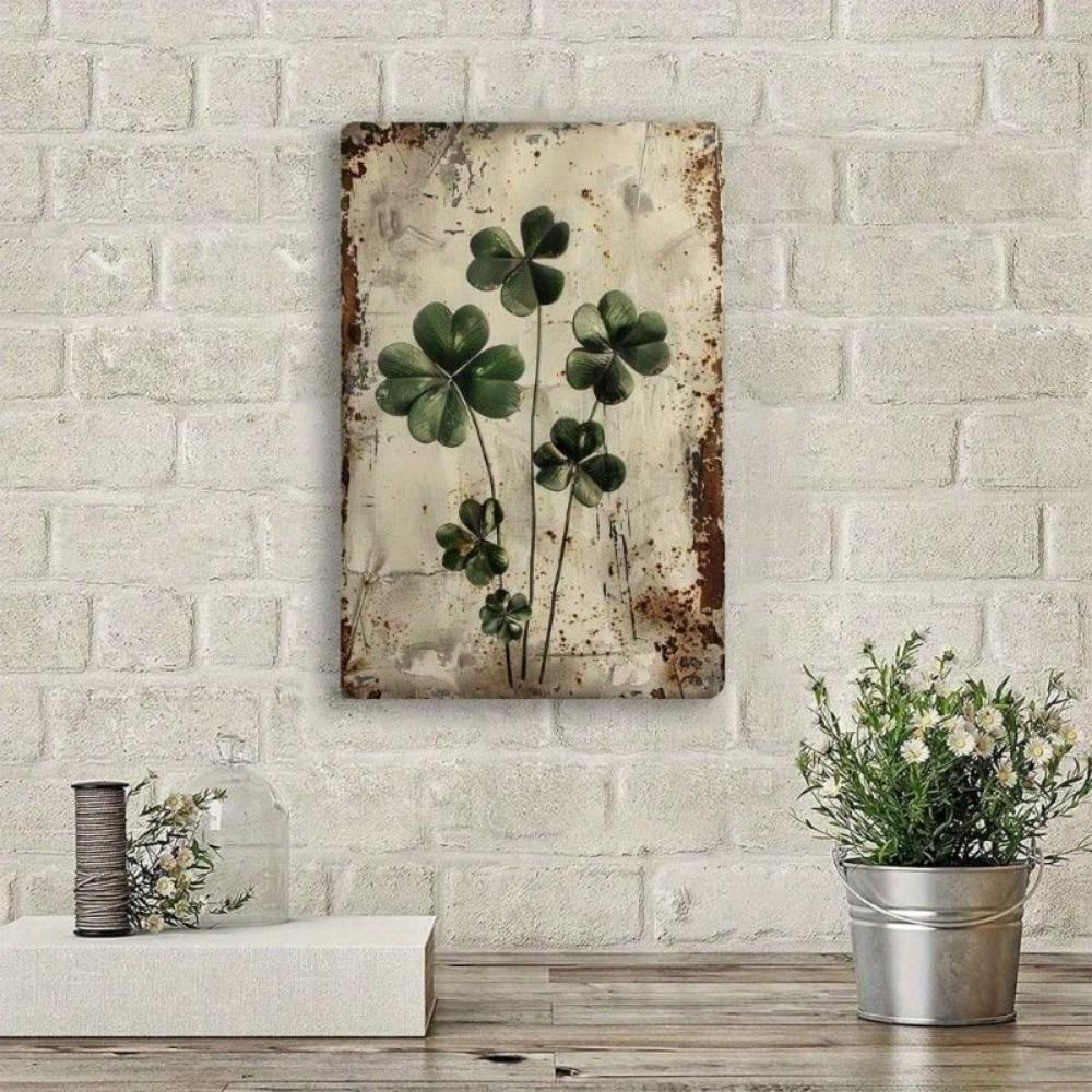 Vintage Clover Metal Wall Sign Retro Kitchen Decor Tin Plate Poster Home Interior Art