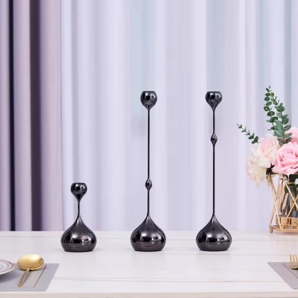 1/3pcs Silver Gold Black Candlestick Holder Romantic Wedding Photography Props  Home Dining