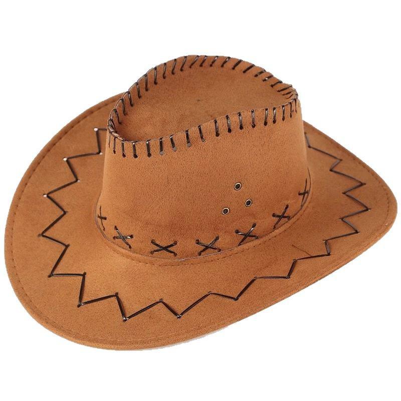 Unisex Western Faux Suede Cowboy Hat - Sun Protection for Outdoor Leisure & Travel