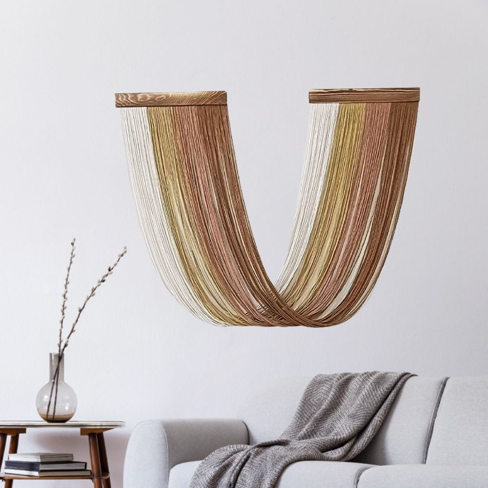

Hand-Woven Curtain Tapestry Wooden Cotton Rope Tapestry Crafts Wall Hanging Tapestry Wedding Style 3
