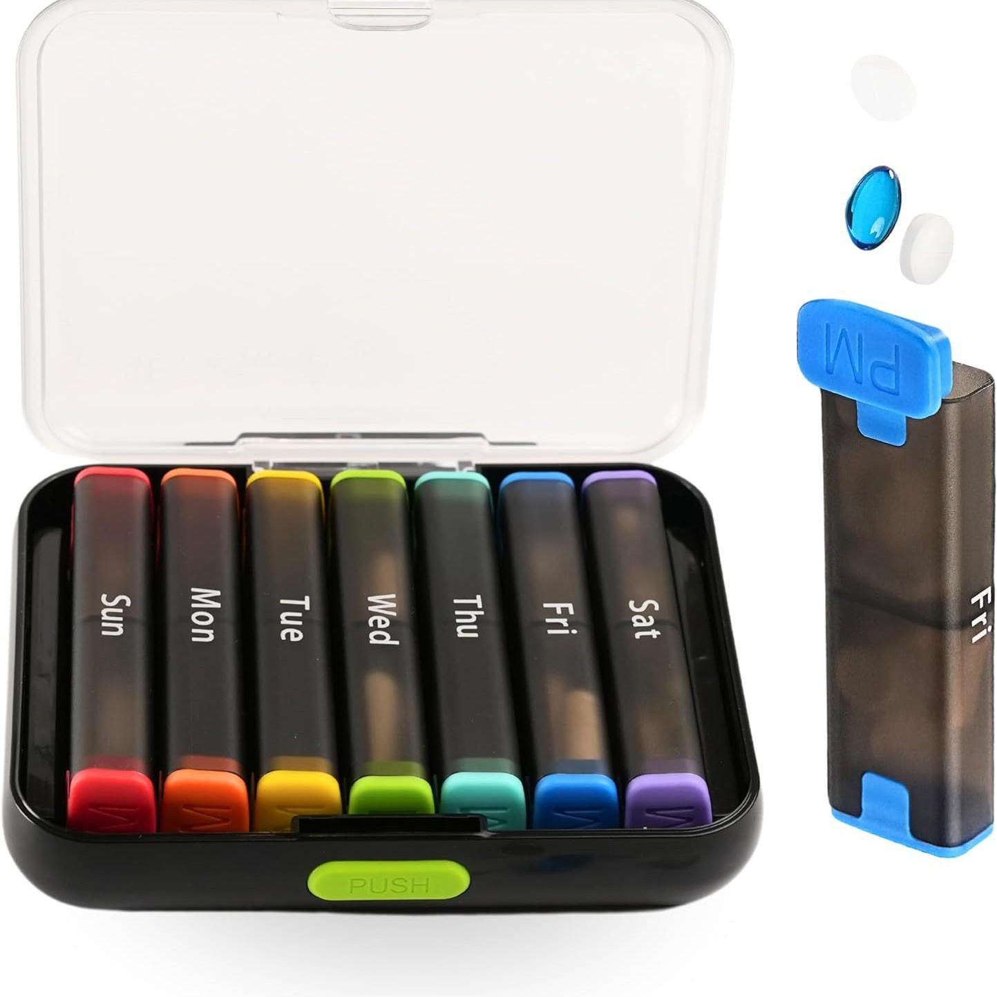 

Medicine Box 7 Days Storage 14 Grids Organizer Pill Box Portable Travel With Large Compartments For Vitamins Medicine Fish Oils